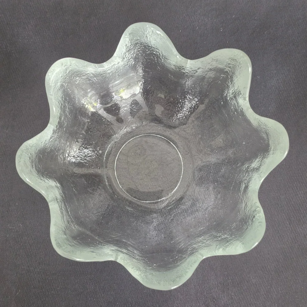 Blenko‎ 6143L Lotus Serving Bowl Set w 8 Matching 6143S Bowls in Crystal